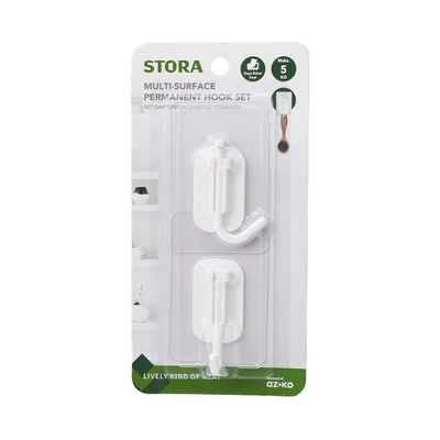 Gambar Stora Gantungan Dinding Permanen Lipat Seamless Set 2 pcs - Putih