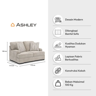 Gambar Ashley High Profile Sofa Fabric 2 Seater - Krem Beige