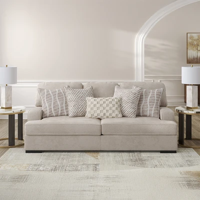 Gambar Ashley High Profile Sofa Fabric 3 Seater - Krem Beige
