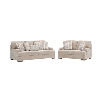 Gambar Ashley High Profile Set Sofa Fabric 2 & 3 Seater - Krem Beige