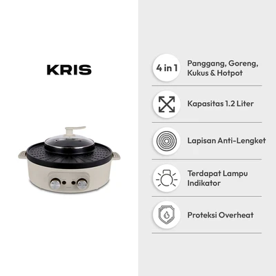 Gambar Kris Hotpot Steam Grill Fryer 4 In 1 - Krem