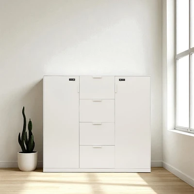 Gambar Informa Carter Credenza V2 Lemari Arsip Kantor 2 Pintu Dengan 4 Laci - Putih