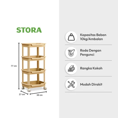 Gambar Stora Aether Rak Troli 4 Tingkat - Krem