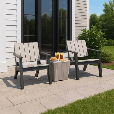 Gambar Soleil Relax Set Kursi & Meja Teras - Hitam/Abu-Abu