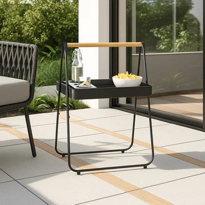 Gambar Soleil Atom Meja Teras Portabel Dengan Handle - Hitam