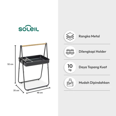 Gambar Soleil Atom Meja Teras Portabel Dengan Handle - Hitam