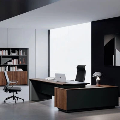 Gambar Sunon Maxim Meja Kantor Left - Cokelat/Hitam