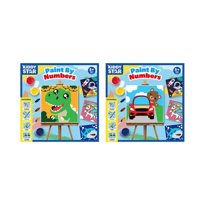 Gambar Kiddy Star Set Paint By Numbers Cars + Free Set Paint By Numbers Dinosaurs - Mix