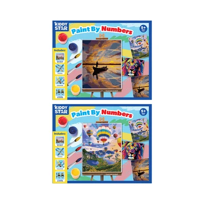 Gambar Kiddy Star Set Paint By Numbers Hot Air Balloon + Free Set Paint By Numbers Fisherman - Mix