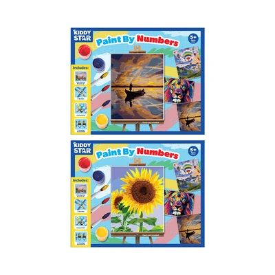 Gambar Kiddy Star Set Paint By Numbers Sunflowers + Free Set Paint By Numbers Fisherman - Mix