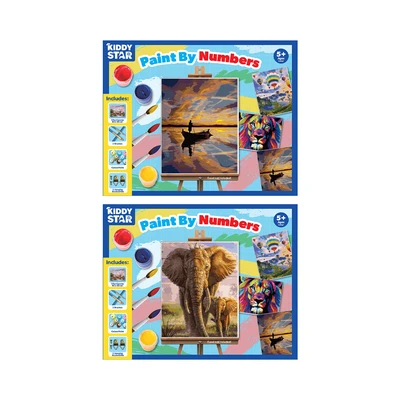 Gambar Kiddy Star Set Paint By Numbers Elephant + Free Set Paint By Numbers Fisherman - Mix