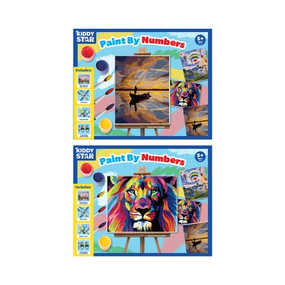 Gambar Kiddy Star Set Paint By Numbers Lion + Free Set Paint By Numbers Fisherman - Mix