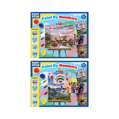 Gambar Kiddy Star Set Paint By Numbers Hot Air Balloon + Free Set Paint By Numbers Sakura Garden - Mix