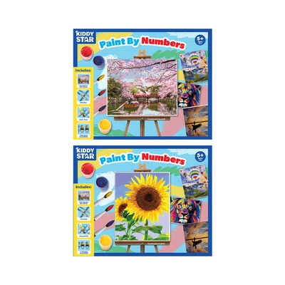 Gambar Kiddy Star Set Paint By Numbers Sunflowers + Free Set Paint By Numbers Sakura Garden - Mix