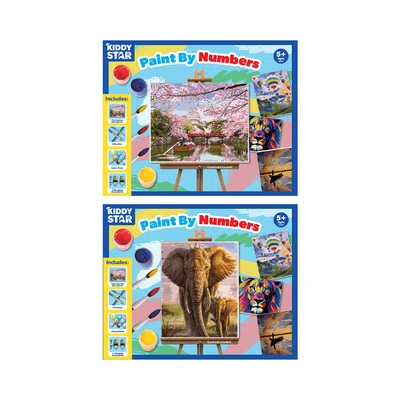 Gambar Kiddy Star Set Paint By Numbers Elephant + Free Set Paint By Numbers Sakura Garden - Mix