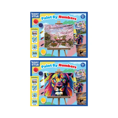Gambar Kiddy Star Set Paint By Numbers Lion + Free Set Paint By Numbers Sakura Garden - Mix