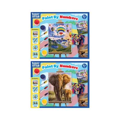 Gambar Kiddy Star Set Paint By Numbers Elephant + Free Set Paint By Numbers Hot Air Balloon - Mix