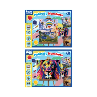 Gambar Kiddy Star Set Paint By Numbers Lion + Free Set Paint By Numbers Hot Air Balloon - Mix