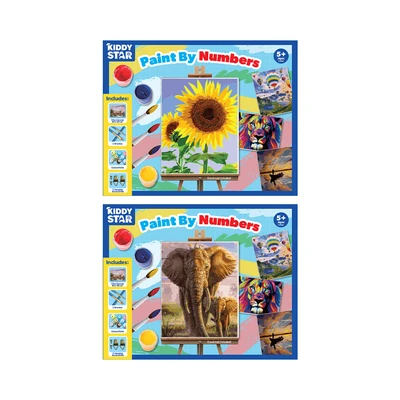 Gambar Kiddy Star Set Paint By Numbers Elephant + Free Set Paint By Numbers Sunflowers - Mix