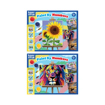 Gambar Kiddy Star Set Paint By Numbers Lion + Free Set Paint By Numbers Sunflowers - Mix