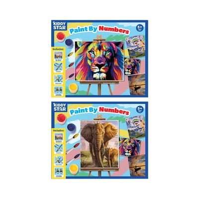 Gambar Kiddy Star Set Paint By Numbers Elephant + Free Set Paint By Numbers Lion - Mix