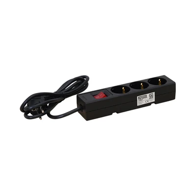 Gambar Krisbow 1.5 mtr Stop Kontak 3 Soket Ekstensi Single Switch Basic - Hitam