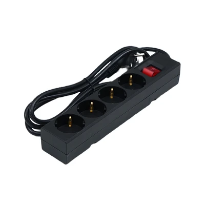 Gambar Krisbow 1.5 mtr Stop Kontak 4 Soket Ekstensi Single Switch Basic - Hitam