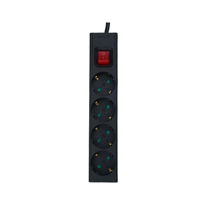 Gambar Krisbow 1.5 mtr Stop Kontak 4 Soket Ekstensi Single Switch Basic - Hitam