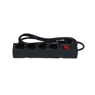 Gambar Krisbow 1.5 mtr Stop Kontak 4 Soket Ekstensi Single Switch Basic - Hitam