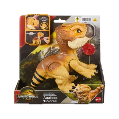 Gambar Jurassic World Rebirth Figure Primal Protector Aquilops Dolores - Cokelat