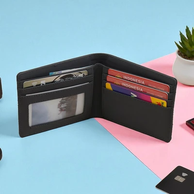 Gambar Ataru Dompet Pria Two Tone - Abu-Abu/Hitam