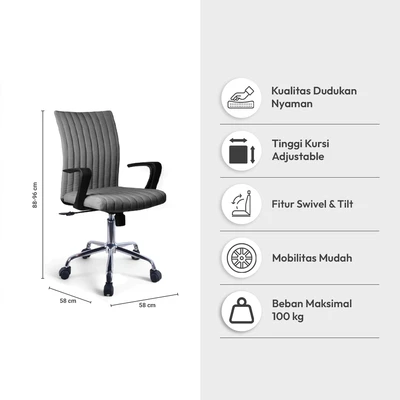 Gambar Informa Coral Kursi Kantor Sandaran Rendah V2 - Abu-Abu