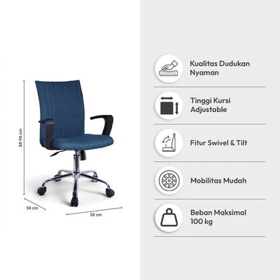 Gambar Informa Coral Kursi Kantor Sandaran Rendah V2 - Biru