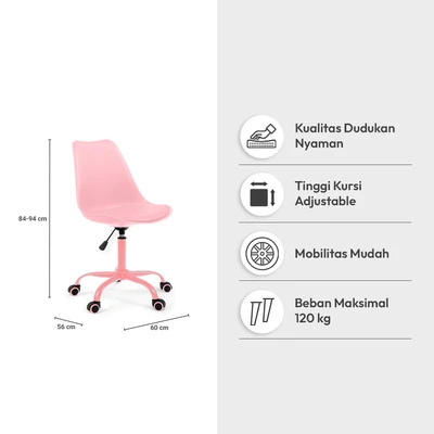 Gambar Informa Macaroons Kursi Kantor Sandaran Rendah V2 - Pink