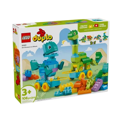 Gambar LEGO Duplo 3 In 1 Dinosaurs On Wheels Set 108 Pcs 10451 - Mix