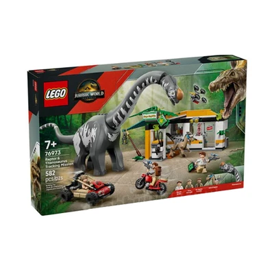 Gambar LEGO Jurassic World Raptor & Titanosaurus Tracking Mission Set 582 Pcs 76973 - Mix
