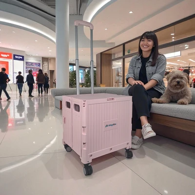 Gambar Pet Kingdom Troli Hewan Lipat - Pink