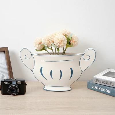 Gambar Informa Greek Vas Bunga Keramik 39x6x22.5 cm - Putih