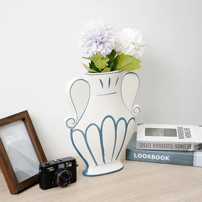 Gambar Informa Lune Vas Bunga Keramik 27x6x32 cm - Putih