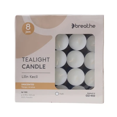Gambar Breathe LIlin Tealight 8 Hours 3.7 cm Set 100 pcs - Putih