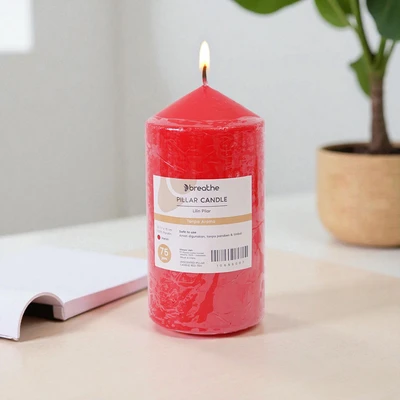 Gambar Breathe Lilin Pilar 75 Hours 7.7x15 cm - Merah