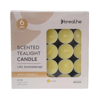 Gambar Breathe Lilin Tealight Aroma Citronella 6 Hours Set 100 pcs - Kuning