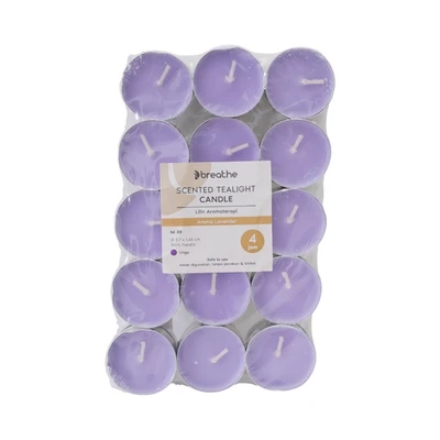 Gambar Breathe Lilin Tealight Aroma Lavender 4 Hours Set 30 pcs - Ungu