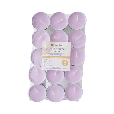 Gambar Breathe Lilin Tealight Aroma Velvet Rose 4 Hours Set 30 pcs - Pink