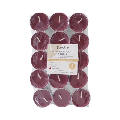 Gambar Breathe Lilin Tealight Aroma Raspberry & Strawberry 4 Hours Set 30 pcs - Merah