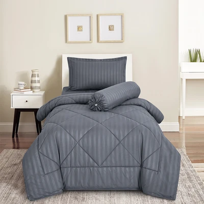 Gambar Sleeplite 120x200 cm Set 4 Pcs Seprai Single Microfiber Emboss - Abu-abu Steel