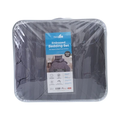 Gambar Sleeplite 120x200 cm Set 4 Pcs Seprai Single Microfiber Emboss - Abu-abu Steel