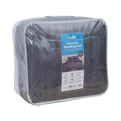 Gambar Sleeplite 160x200 cm Set 6 Pcs Seprai Queen Microfiber Emboss - Abu-abu Steel