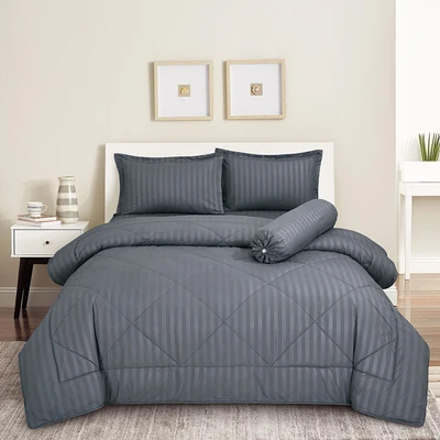 Gambar Sleeplite 180x200 cm Set 6 Pcs Seprai King Microfiber Emboss - Abu-abu Steel