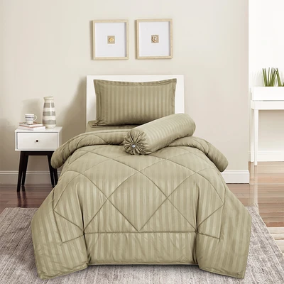 Gambar Sleeplite 120x200 cm Set 4 Pcs Seprai Single Microfiber Emboss - Krem French Beige